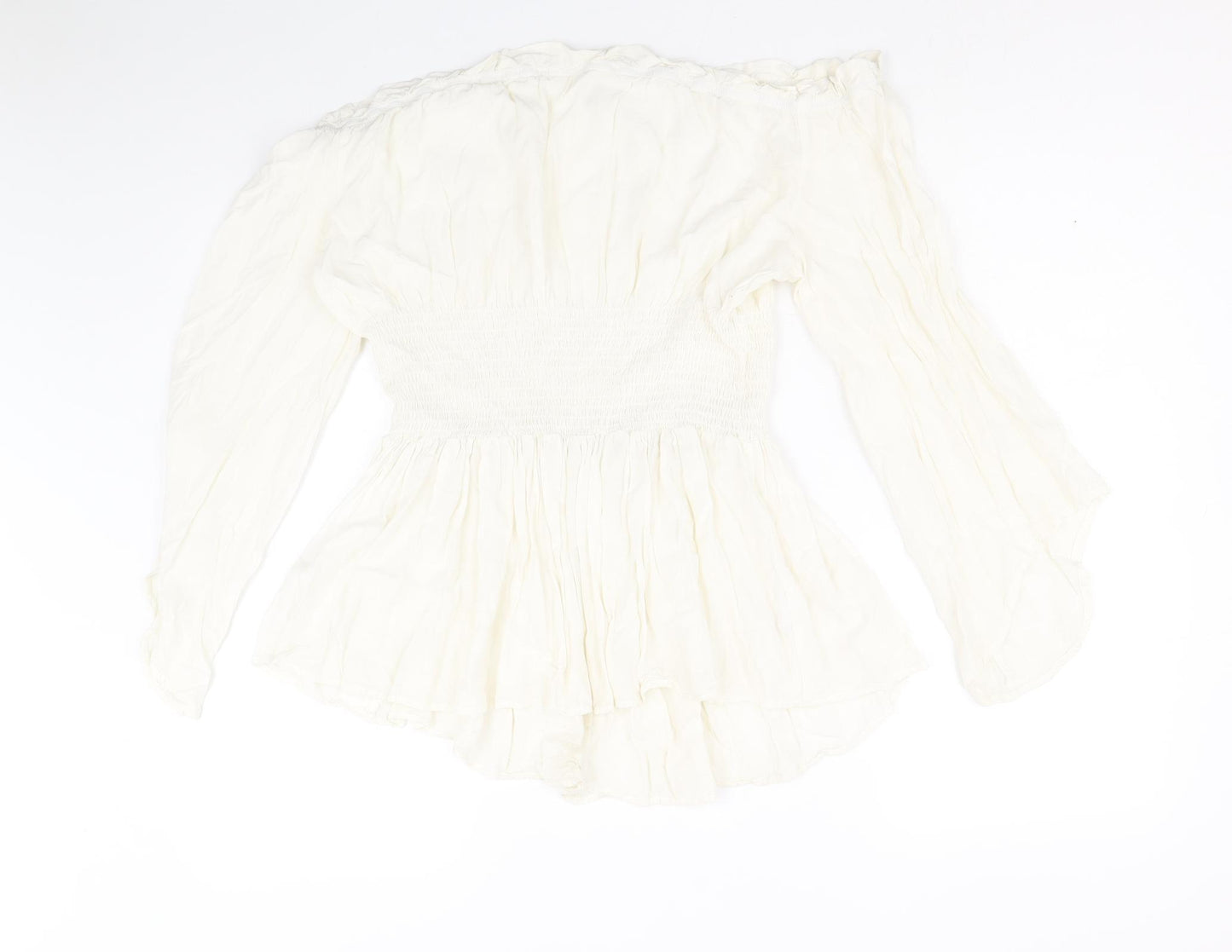 Preworn Womens Ivory Polyester Basic Blouse Size 3XL Off the Shoulder