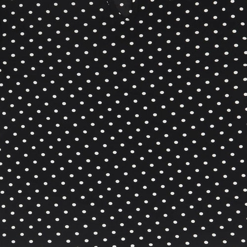 F&F Womens Black Polka Dot Polyester Basic Blouse Size 8 Round Neck