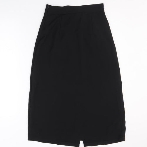 Preworn Womens Black Polyester A-Line Skirt Size L Zip