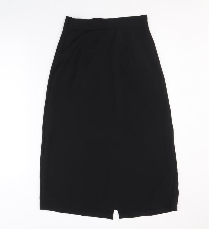 Preworn Womens Black Polyester A-Line Skirt Size L Zip