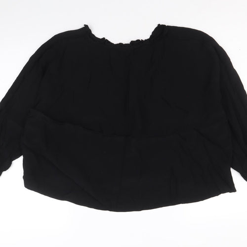 Topshop Womens Black Polyacrylate Fibre Basic Blouse Size 10 Round Neck