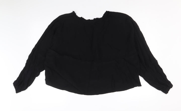 Topshop Womens Black Polyacrylate Fibre Basic Blouse Size 10 Round Neck