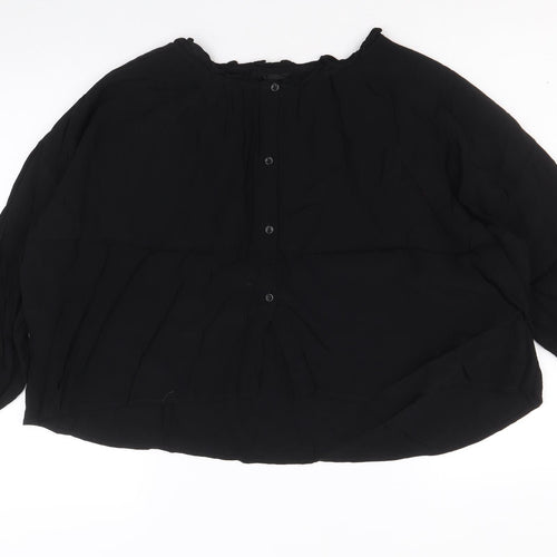 Topshop Womens Black Polyacrylate Fibre Basic Blouse Size 10 Round Neck
