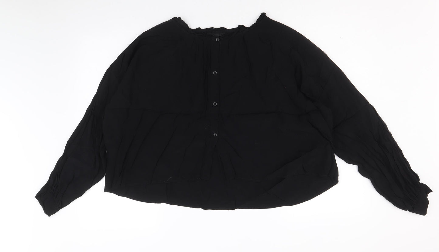 Topshop Womens Black Polyacrylate Fibre Basic Blouse Size 10 Round Neck