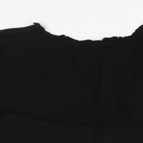 Topshop Womens Black Polyacrylate Fibre Basic Blouse Size 10 Round Neck