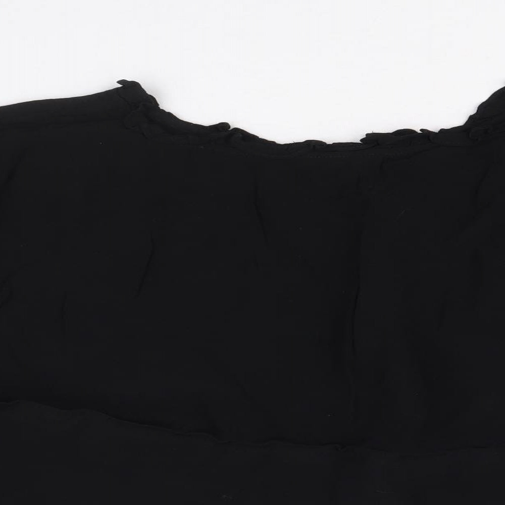 Topshop Womens Black Polyacrylate Fibre Basic Blouse Size 10 Round Neck