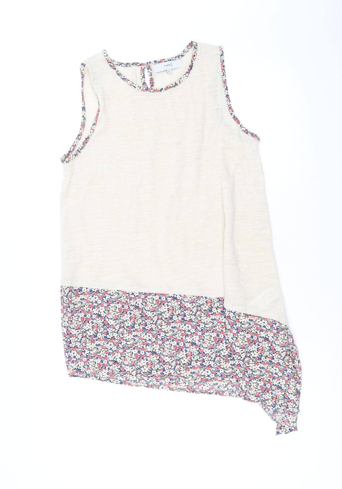 NEXT Womens Beige Acrylic Basic Tank Size 12 Scoop Neck - Asymmetric