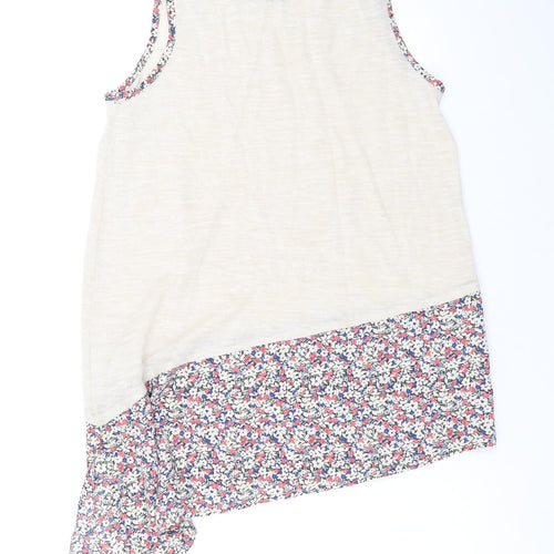 NEXT Womens Beige Acrylic Basic Tank Size 12 Scoop Neck - Asymmetric