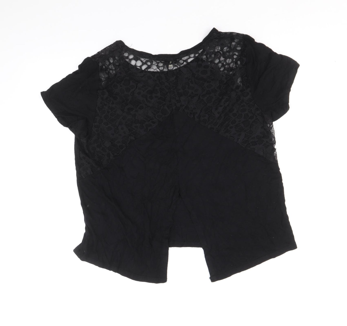 Papaya Womens Black Viscose Basic Blouse Size 16 Round Neck