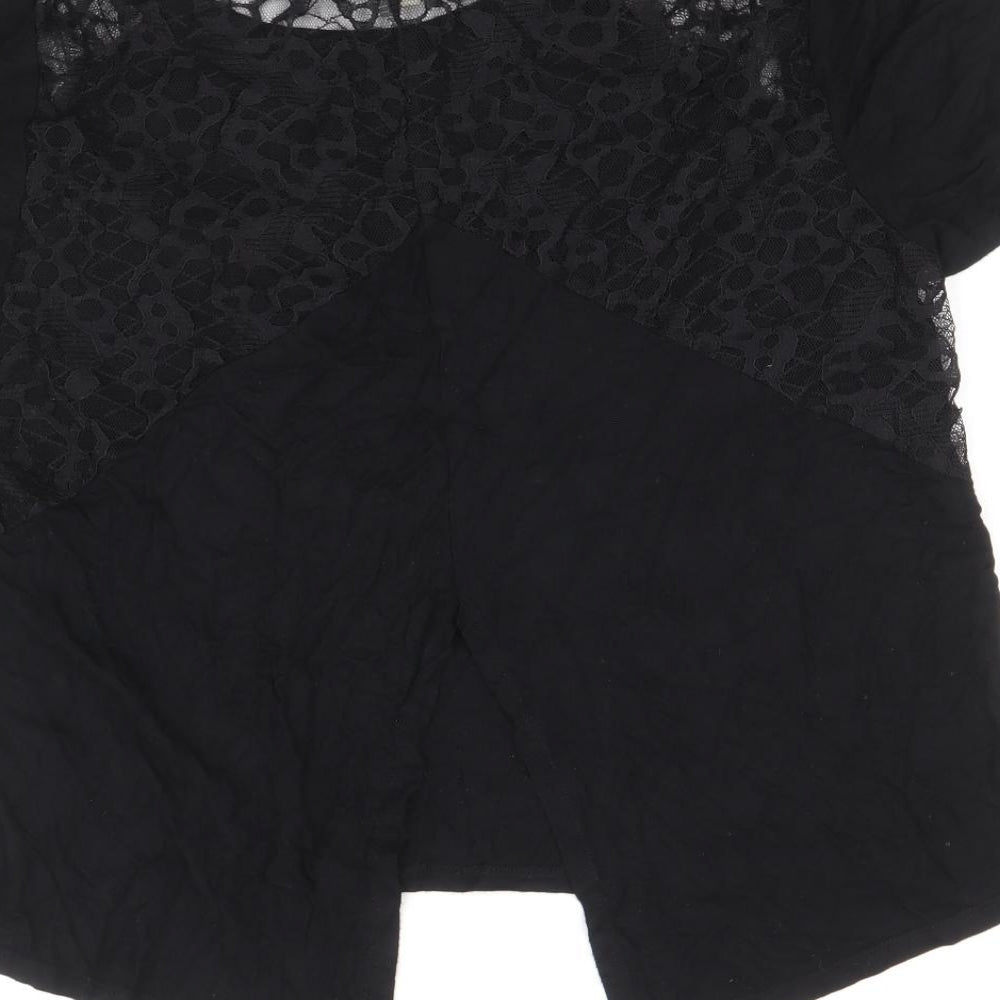 Papaya Womens Black Viscose Basic Blouse Size 16 Round Neck