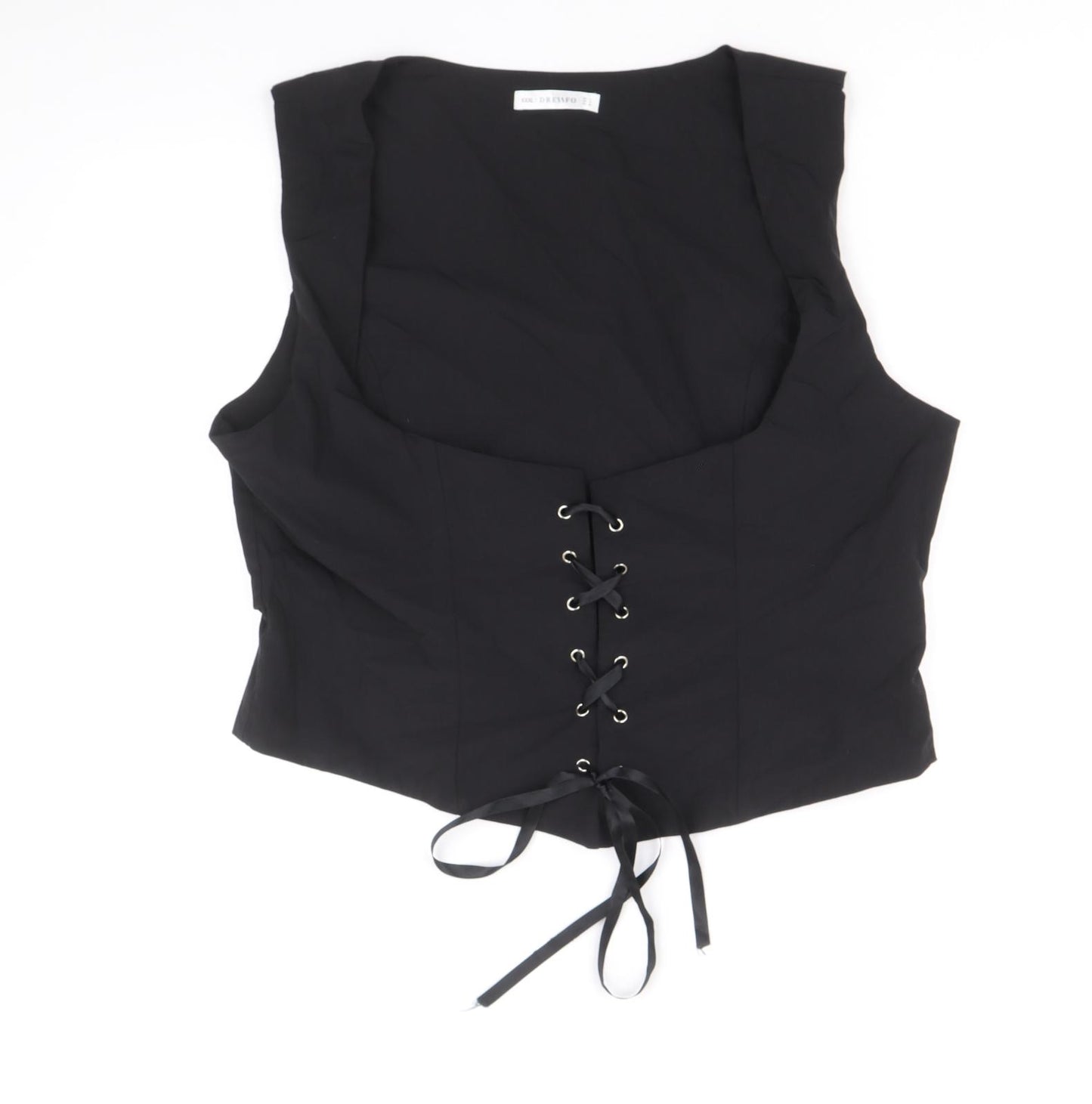 Dressfo Womens Black Polyester Cropped Tank Size 14 Scoop Neck