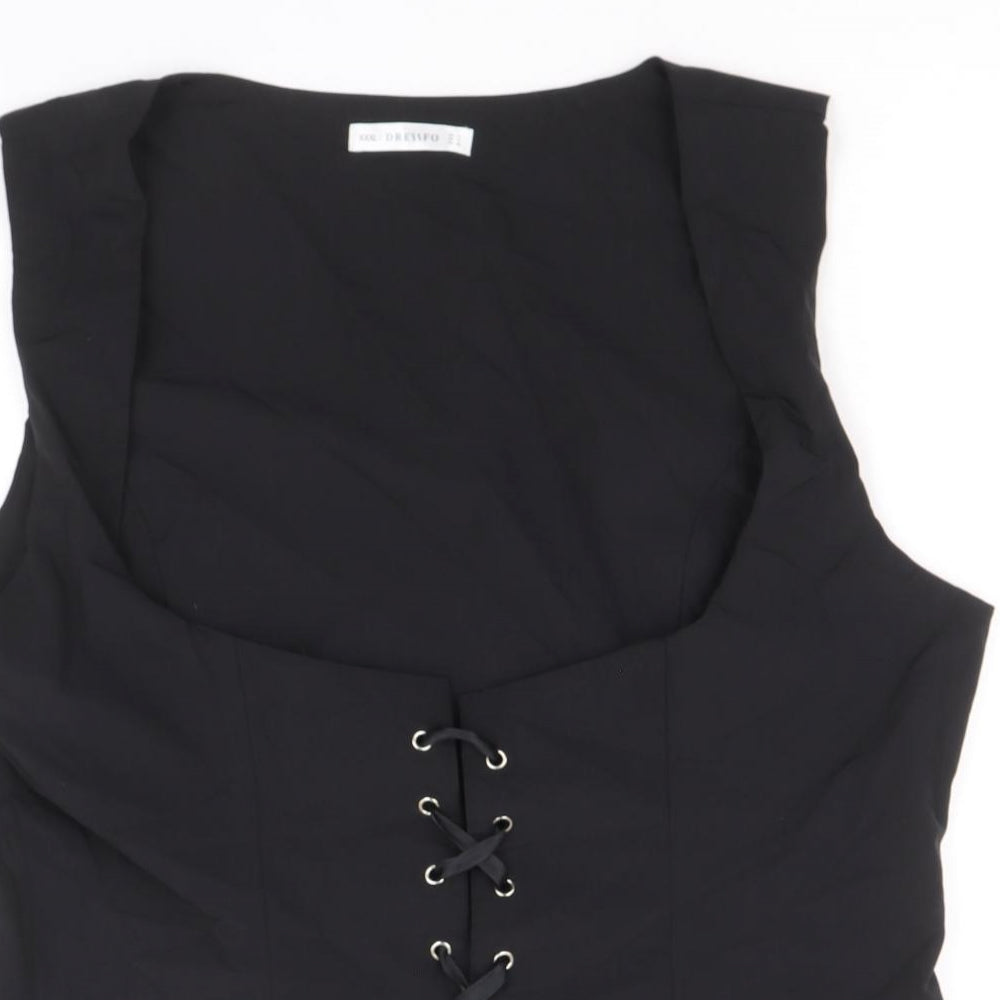 Dressfo Womens Black Polyester Cropped Tank Size 14 Scoop Neck