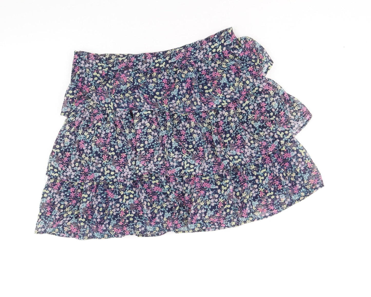 Marks and Spencer Girls Multicoloured Floral Polyester Mini Skirt Size 14-15 Years Regular Zip