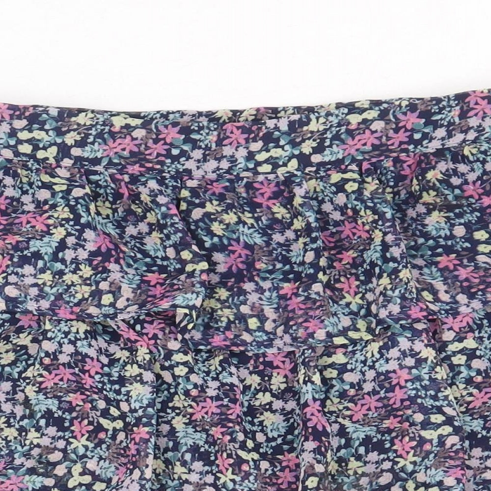 Marks and Spencer Girls Multicoloured Floral Polyester Mini Skirt Size 14-15 Years Regular Zip
