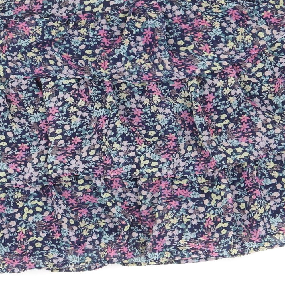 Marks and Spencer Girls Multicoloured Floral Polyester Mini Skirt Size 14-15 Years Regular Zip