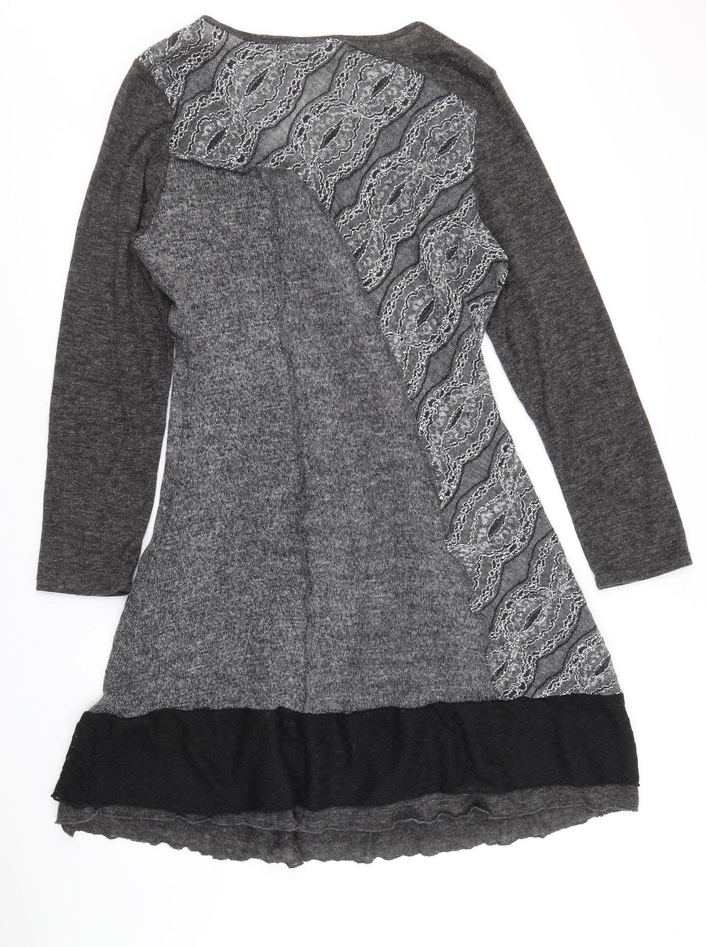 Stella Womens Grey Acrylic Jumper Dress Size 16 Scoop Neck Pullover