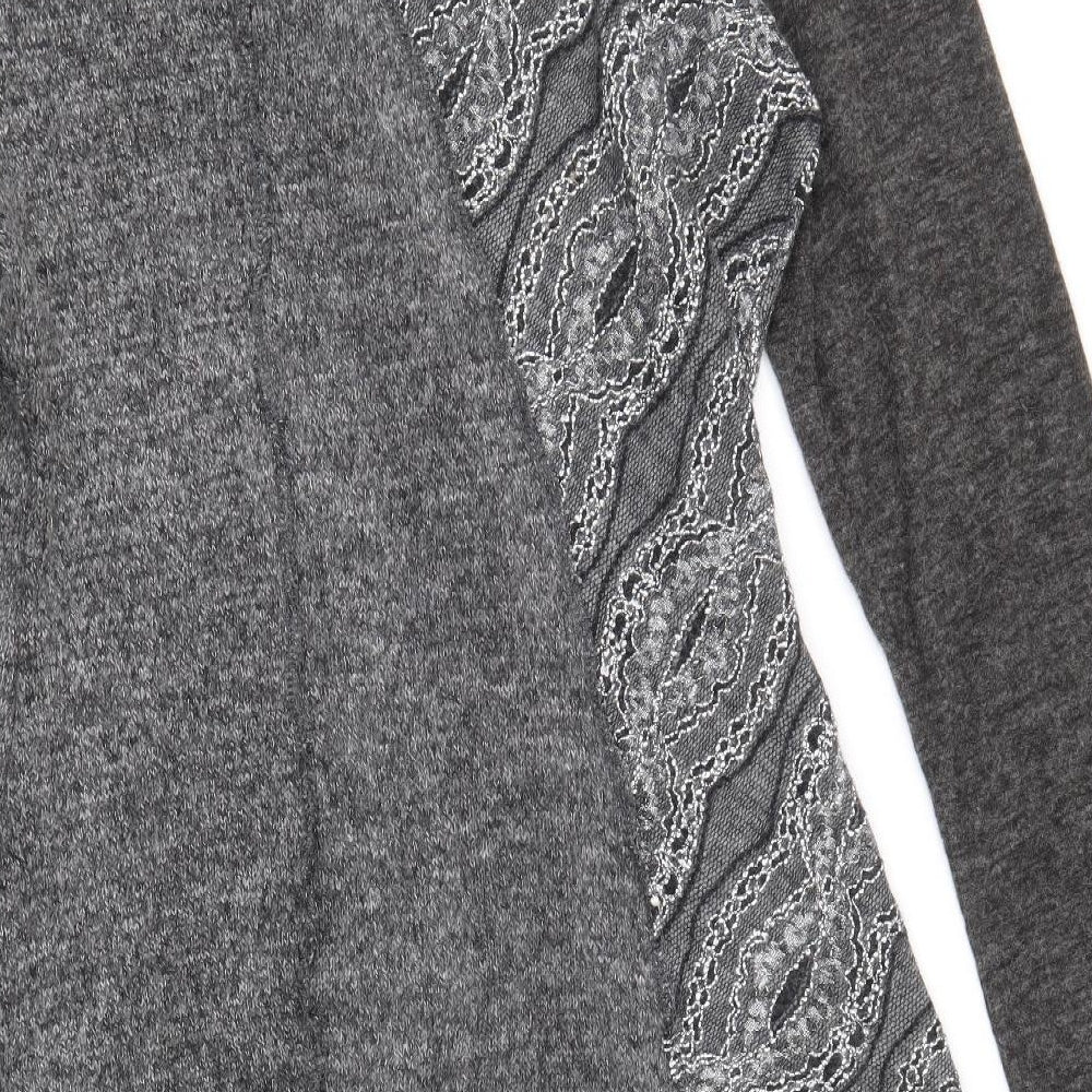 Stella Womens Grey Acrylic Jumper Dress Size 16 Scoop Neck Pullover