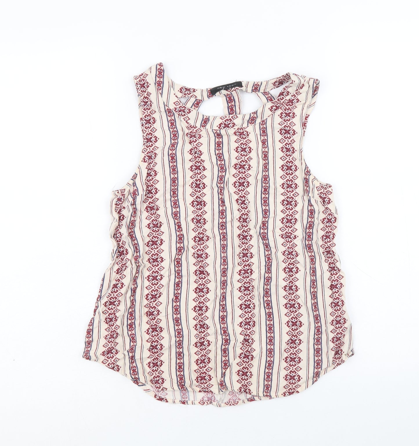New Look Womens Multicoloured Geometric Viscose Basic Tank Size 6 Scoop Neck