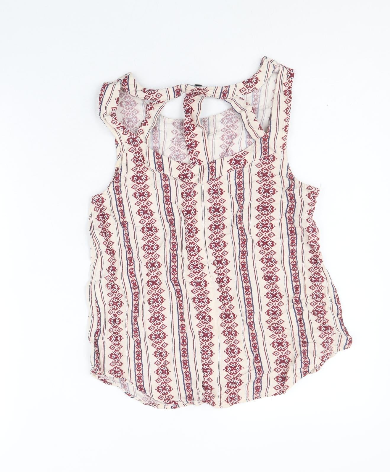 New Look Womens Multicoloured Geometric Viscose Basic Tank Size 6 Scoop Neck