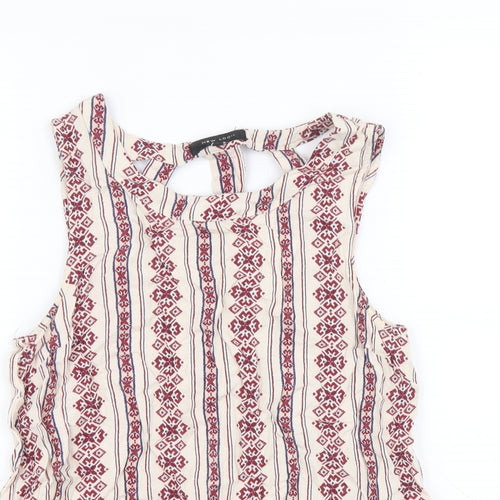New Look Womens Multicoloured Geometric Viscose Basic Tank Size 6 Scoop Neck