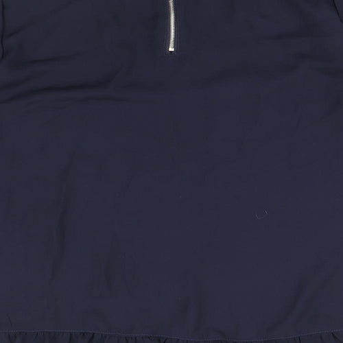 Millenium Womens Blue Polyester Basic Blouse Size M Scoop Neck