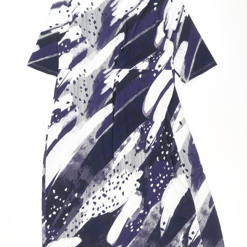 David Nieper Womens Purple Geometric Viscose A-Line Size 10 V-Neck Pullover