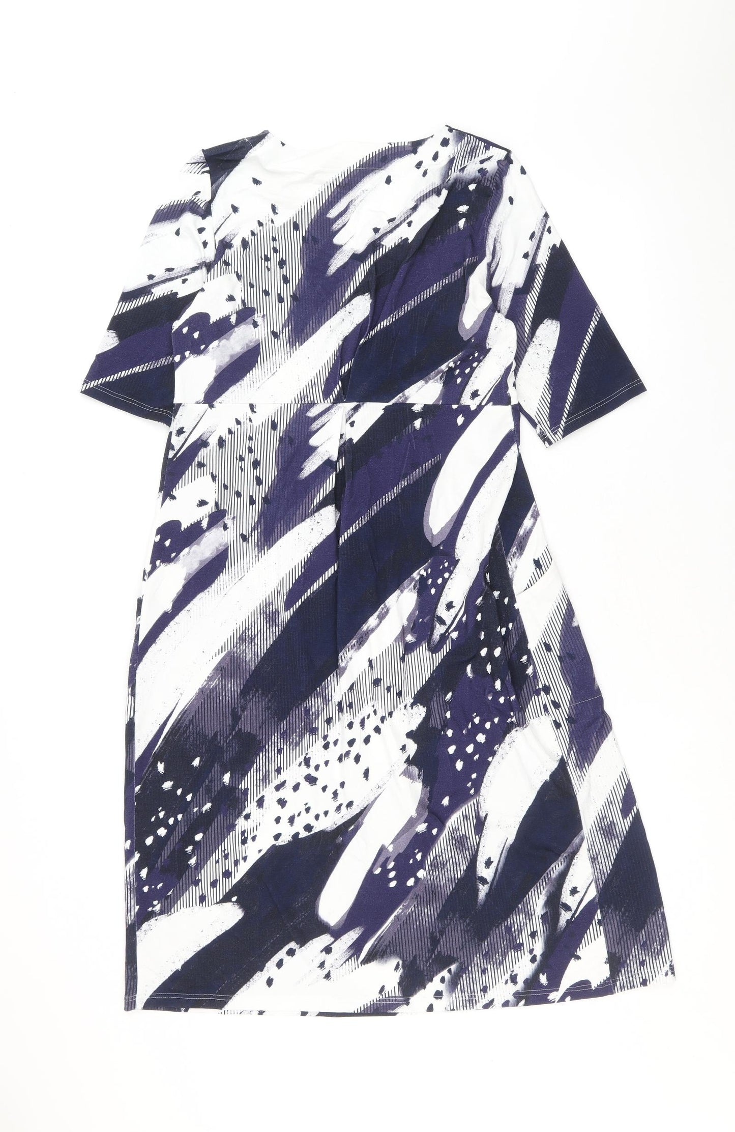 David Nieper Womens Purple Geometric Viscose A-Line Size 10 V-Neck Pullover