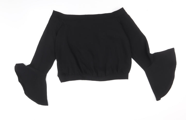 Bardot Womens Black Polyester Basic Blouse Size 12 Off the Shoulder