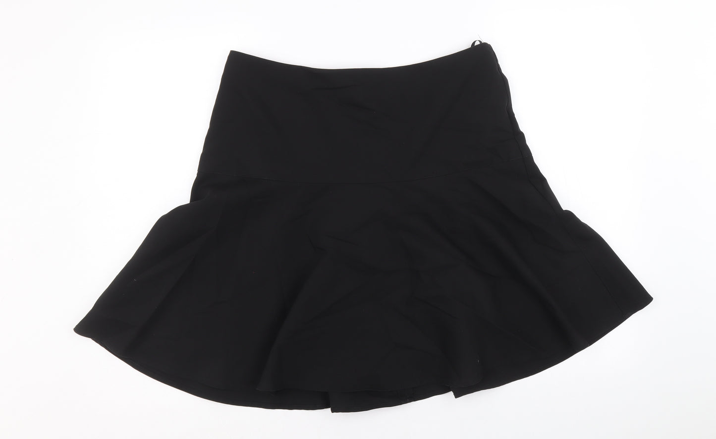 NEXT Womens Black Cotton Skater Skirt Size 12 Zip