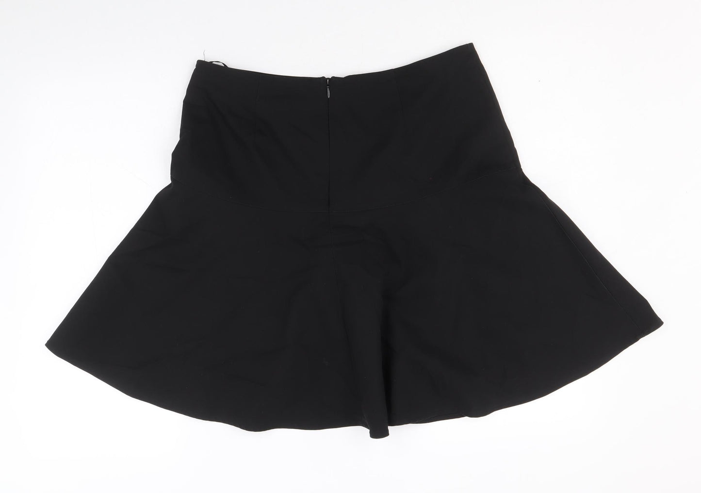 NEXT Womens Black Cotton Skater Skirt Size 12 Zip