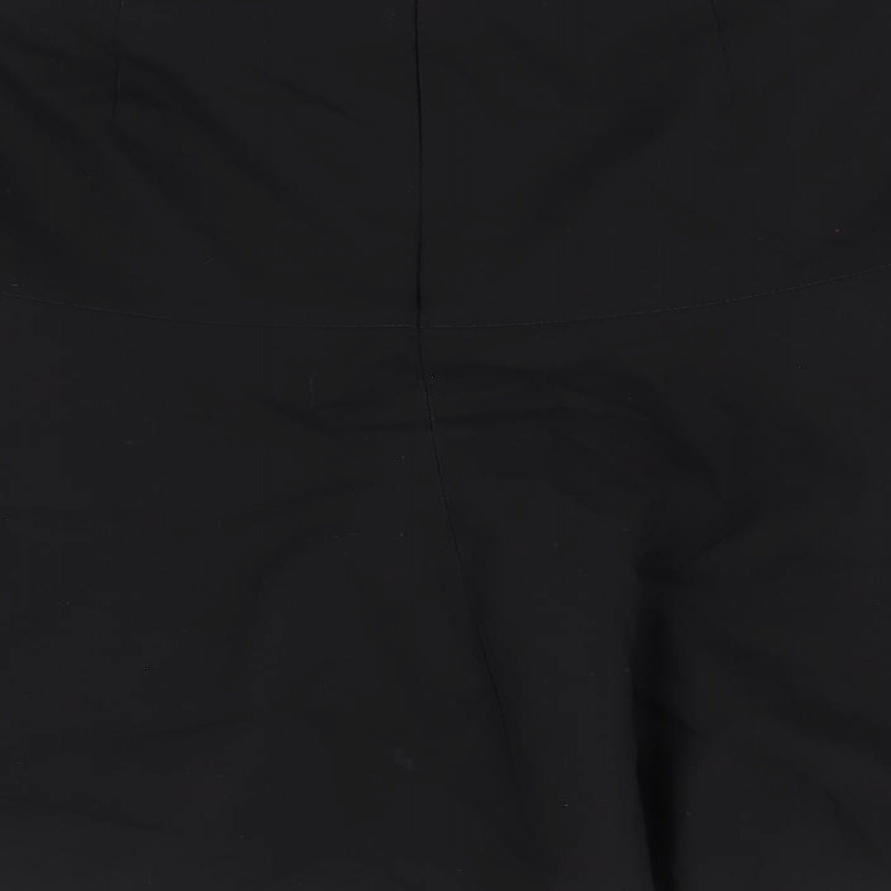 NEXT Womens Black Cotton Skater Skirt Size 12 Zip