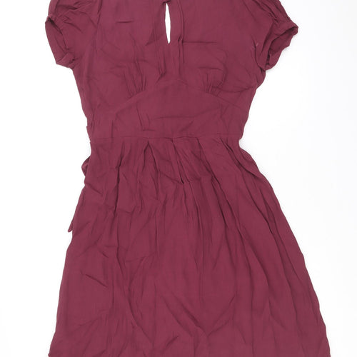 NAF NAF Womens Purple Viscose A-Line Size 12 Round Neck Button