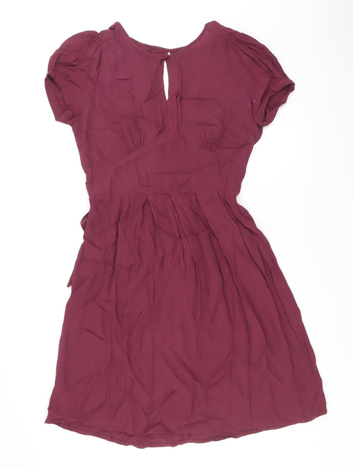 NAF NAF Womens Purple Viscose A-Line Size 12 Round Neck Button