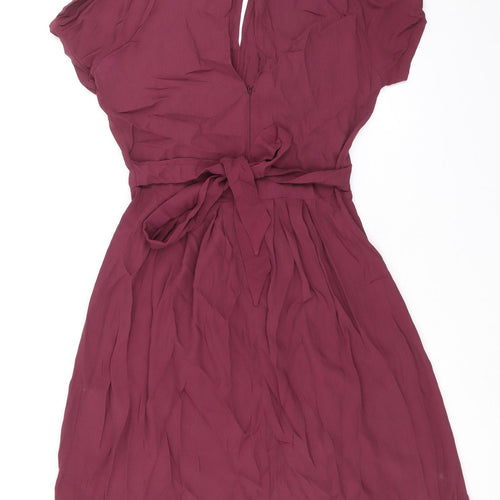 NAF NAF Womens Purple Viscose A-Line Size 12 Round Neck Button