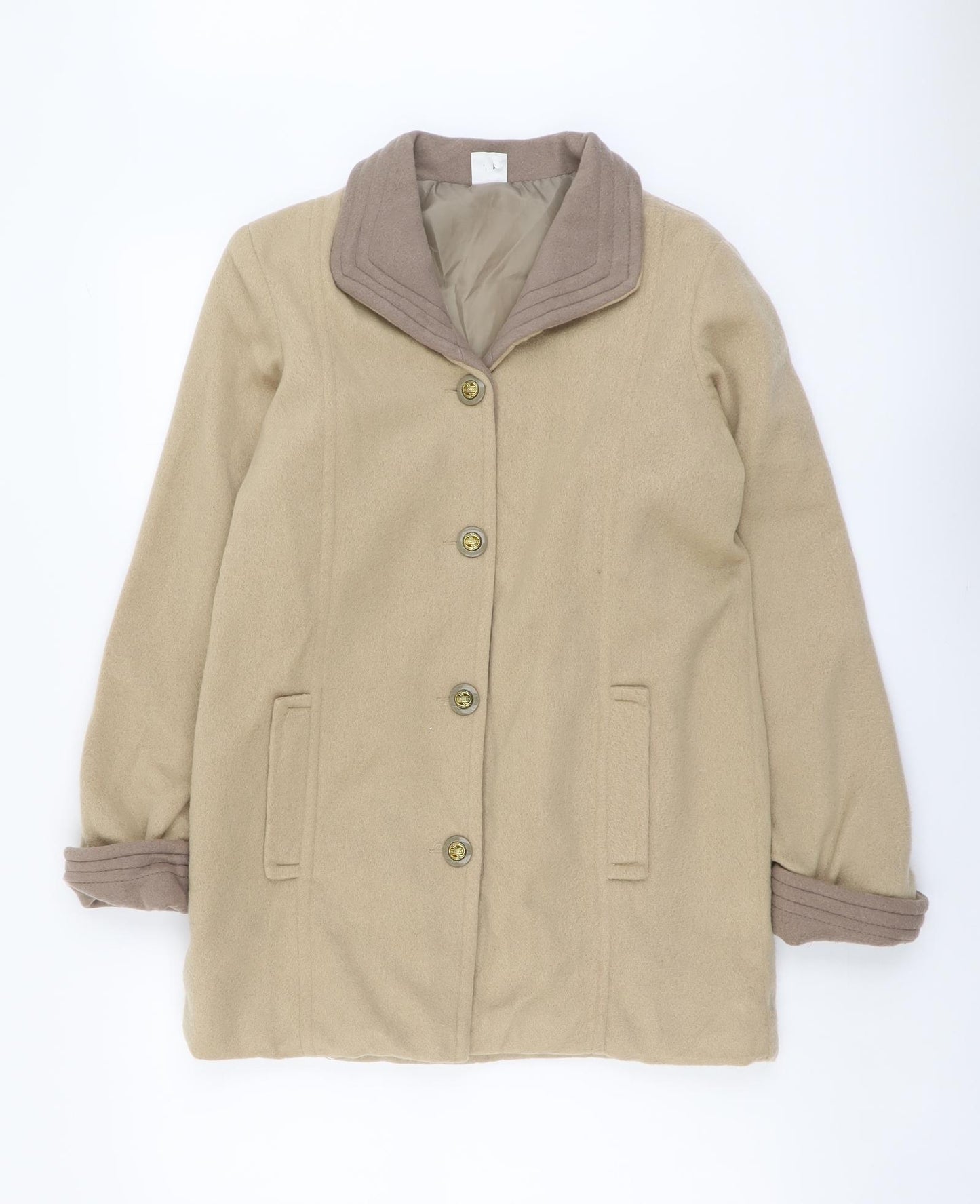 Gabriella Vicenga Womens Beige Overcoat Coat Size 10 Button