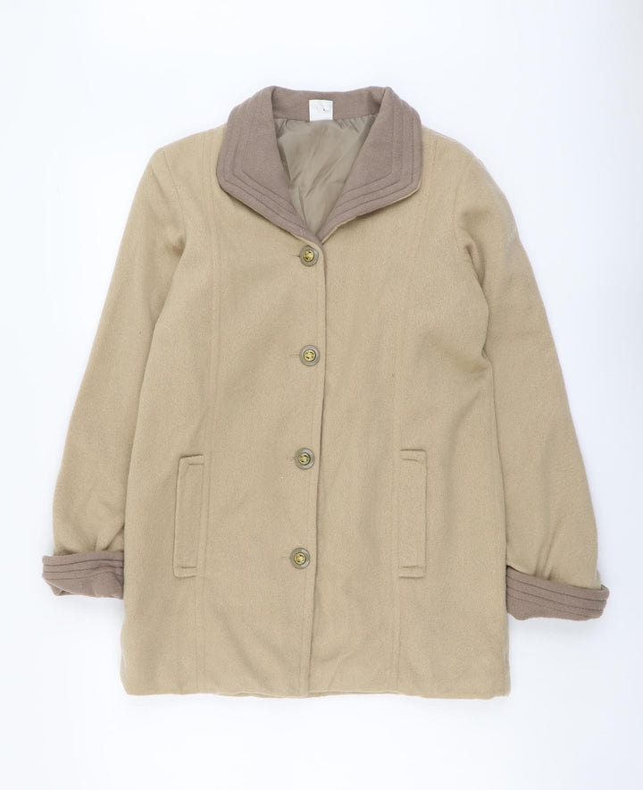 Gabriella Vicenga Womens Beige Overcoat Coat Size 10 Button