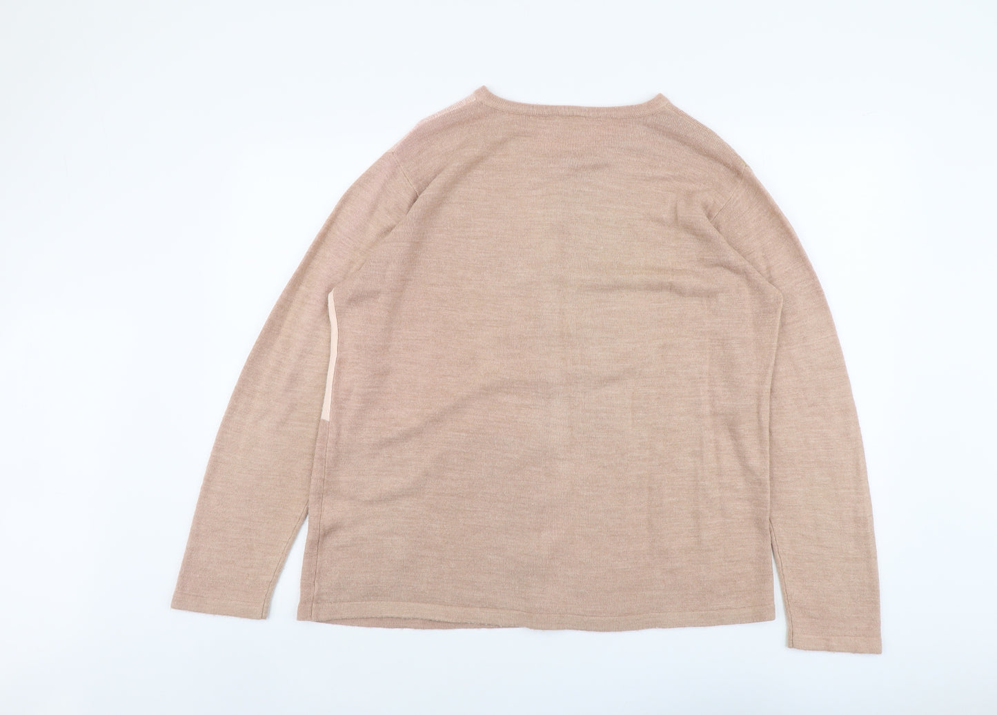 Isabelle Womens Pink Round Neck Acrylic Cardigan Jumper Size XL