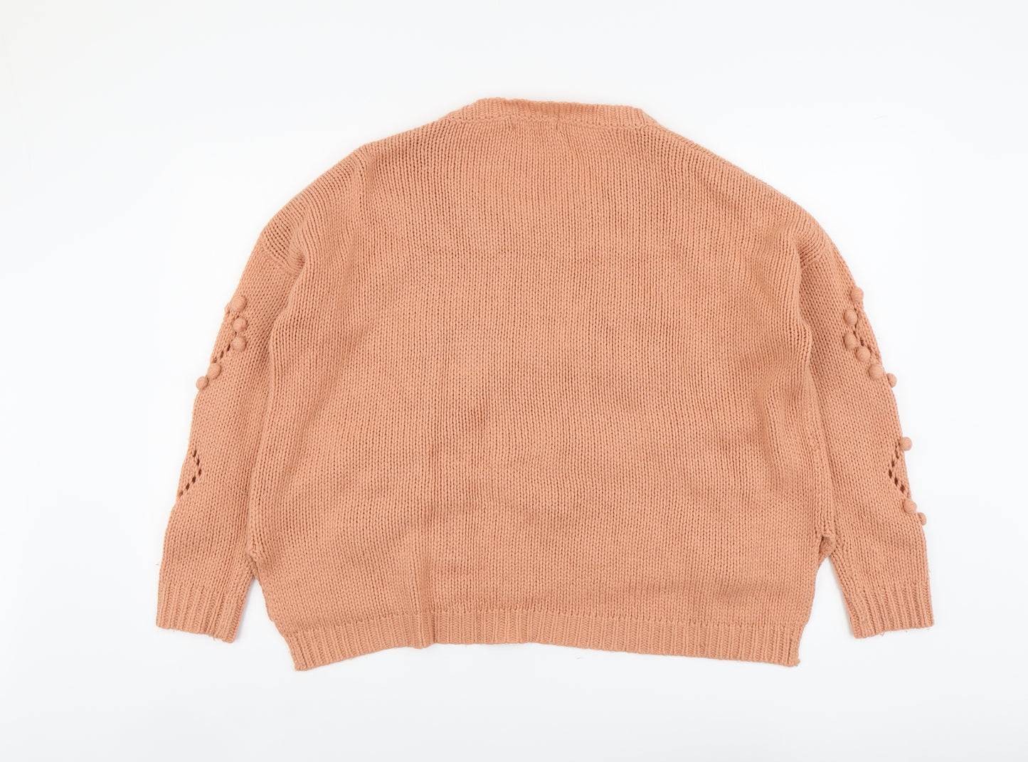 Miso Womens Pink Round Neck Acrylic Pullover Jumper Size 10 - Heart Pattern