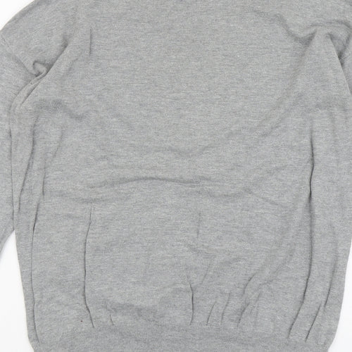 NEXT Womens Grey Round Neck Striped Cotton Pullover Jumper Size 10