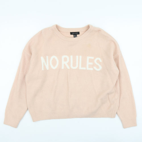 New Look Womens Pink Round Neck Acrylic Pullover Jumper Size M - No Rules