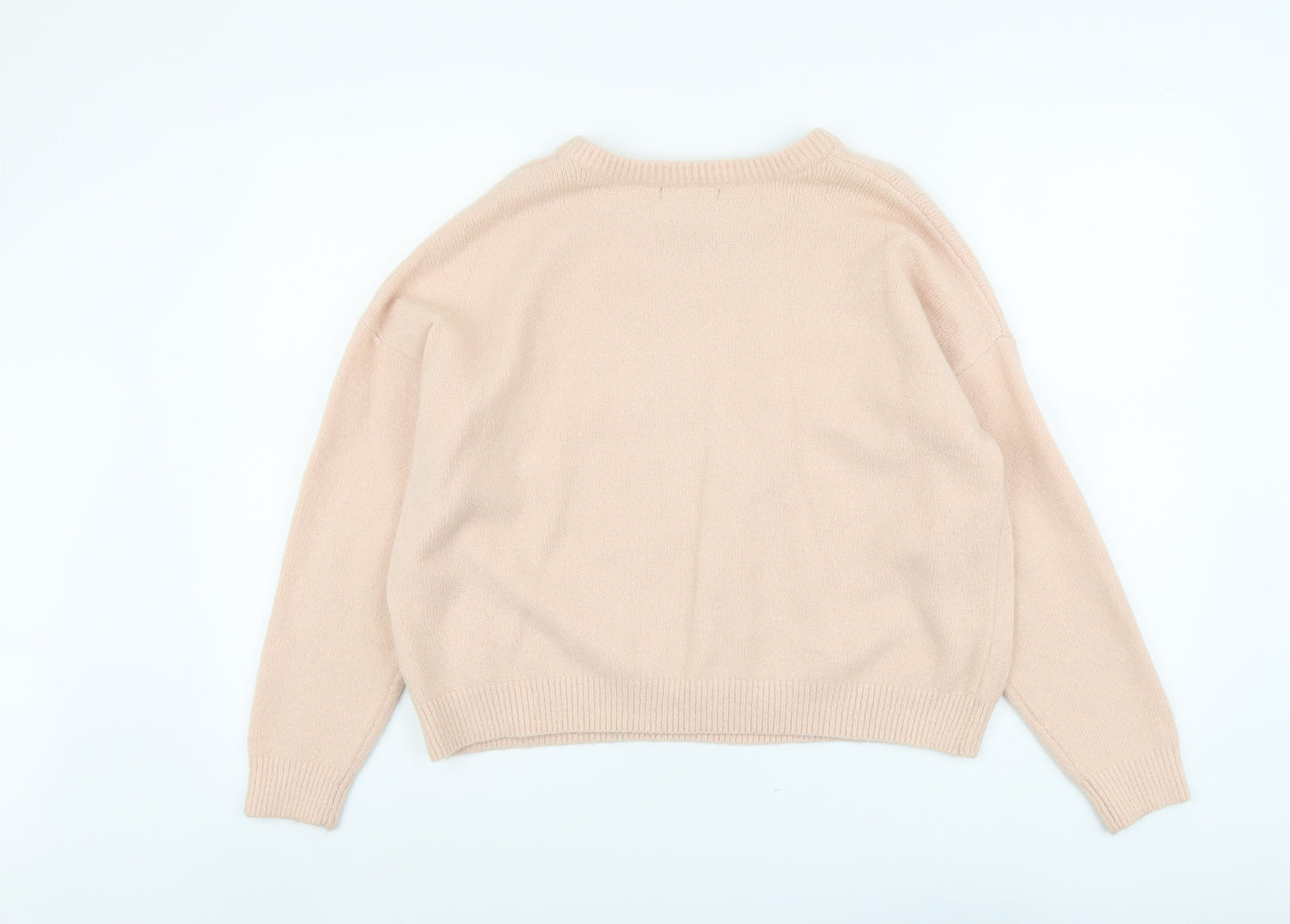 New Look Womens Pink Round Neck Acrylic Pullover Jumper Size M - No Rules