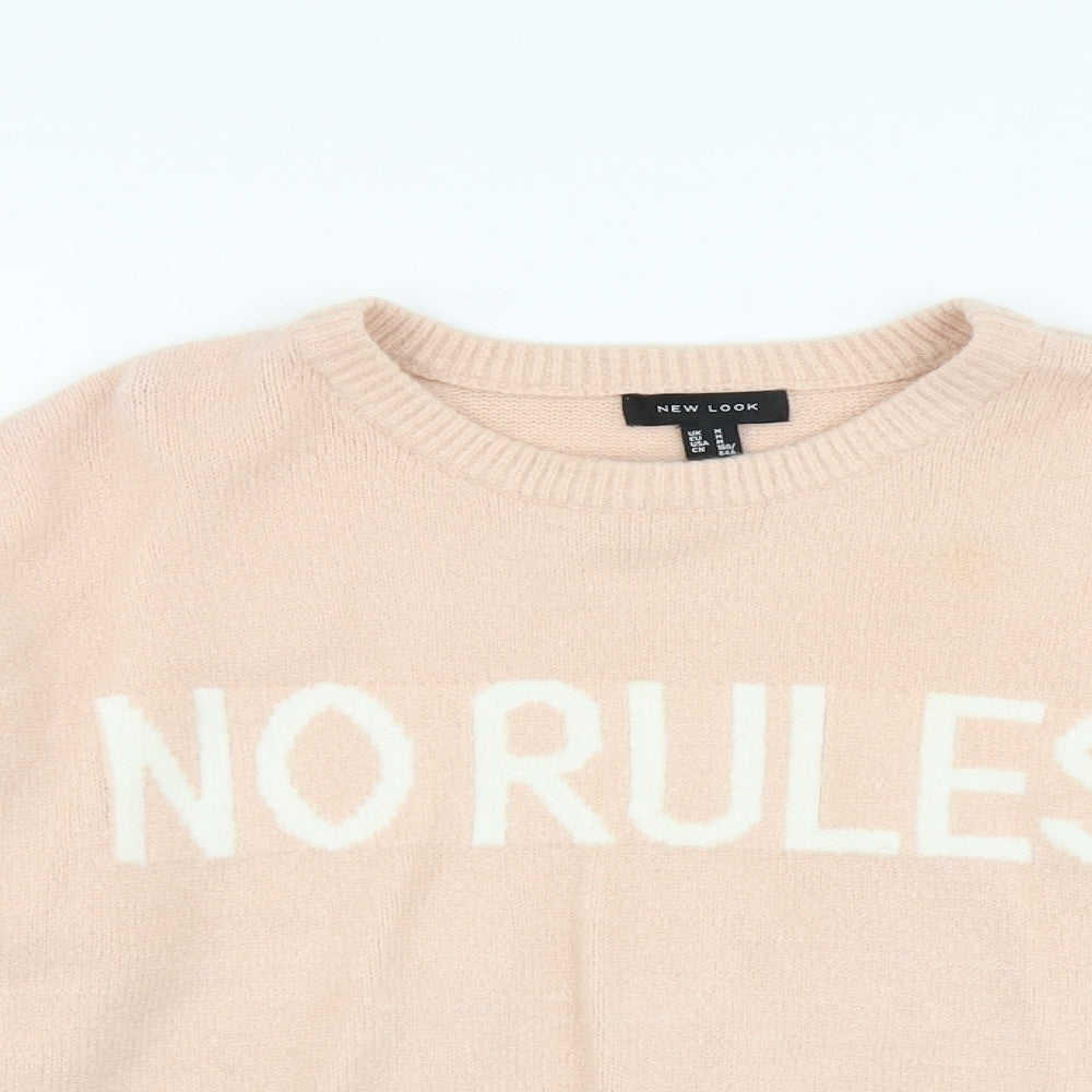New Look Womens Pink Round Neck Acrylic Pullover Jumper Size M - No Rules