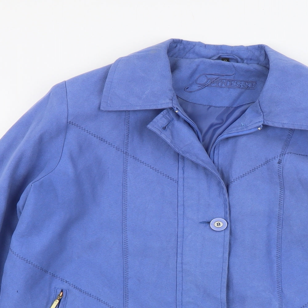 Finesse Womens Blue Jacket Size 12 Zip