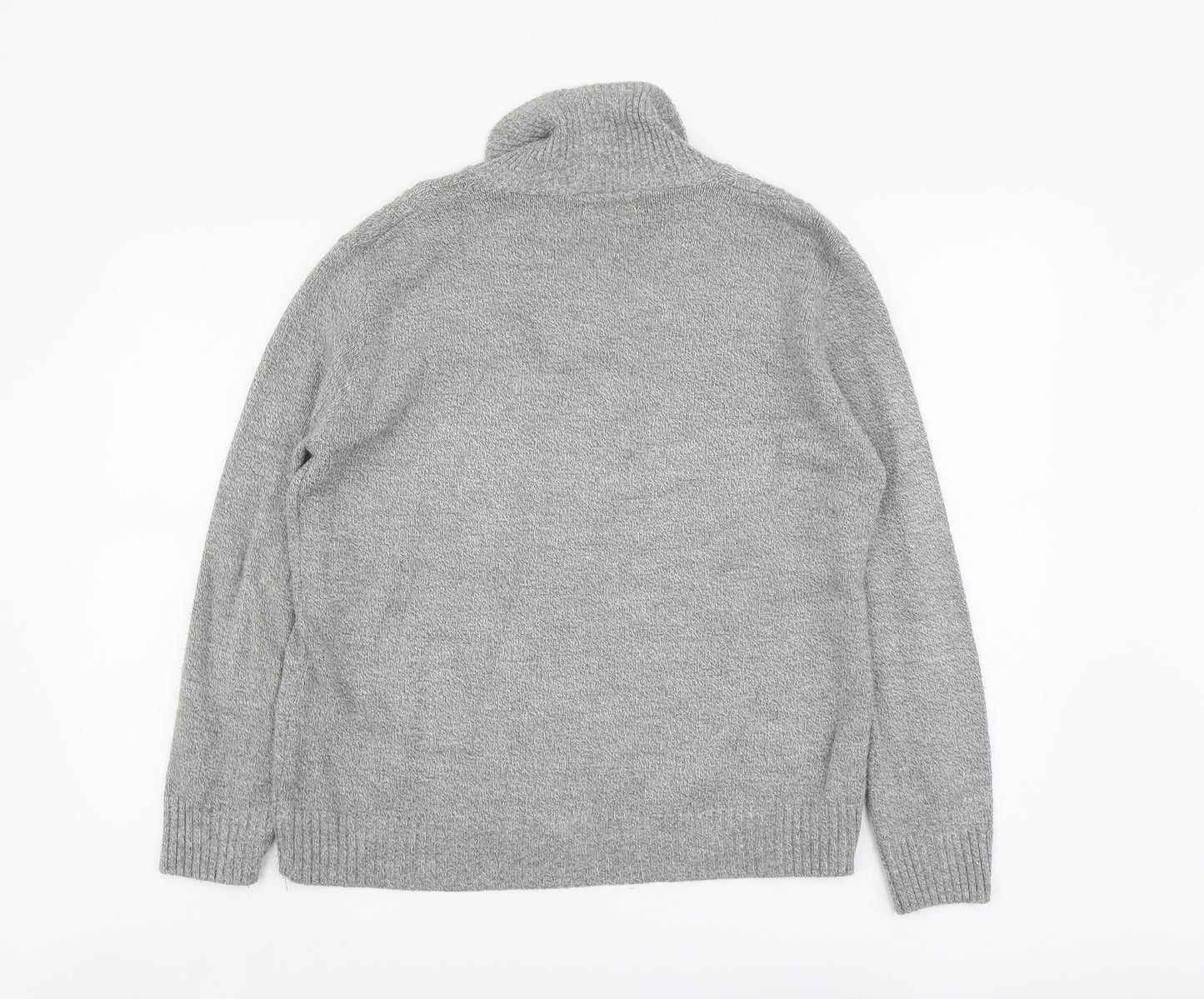 CHIC Womens Grey V-Neck Acrylic Pullover Jumper Size M