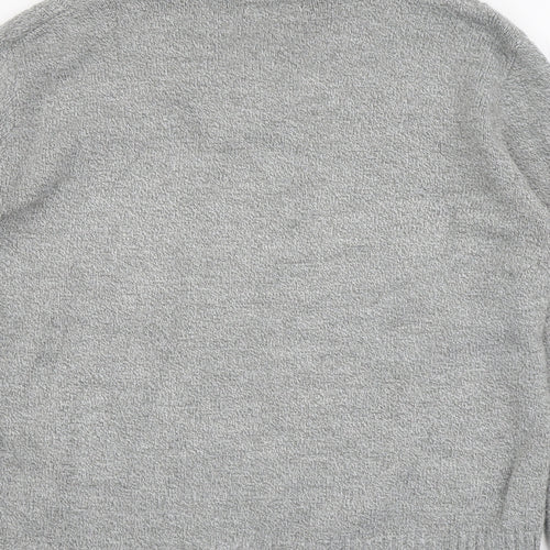 CHIC Womens Grey V-Neck Acrylic Pullover Jumper Size M