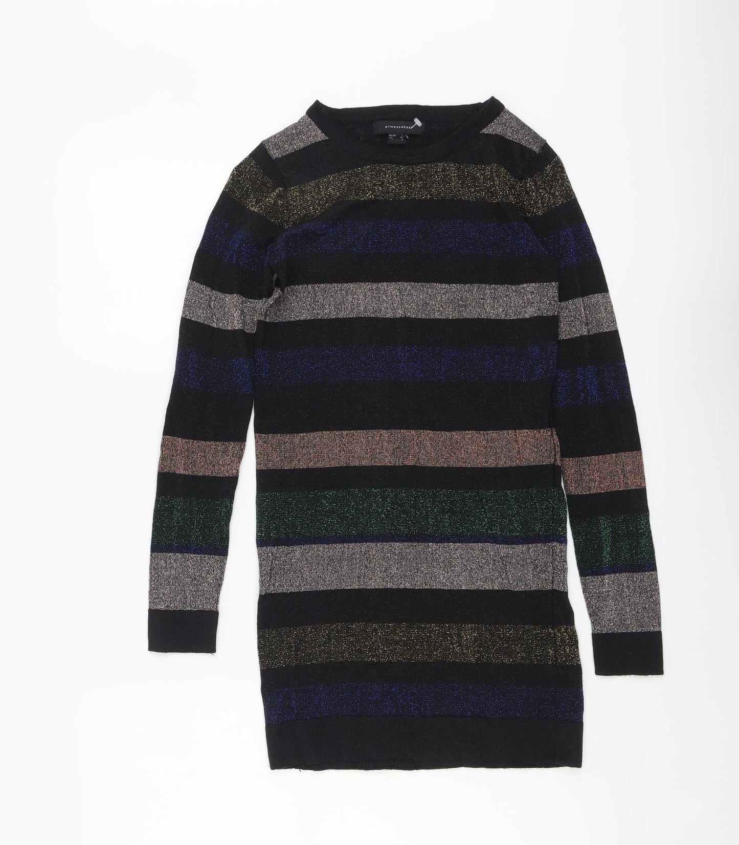 Atmosphere Womens Multicoloured Round Neck Striped Acrylic Pullover Jumper Size 8