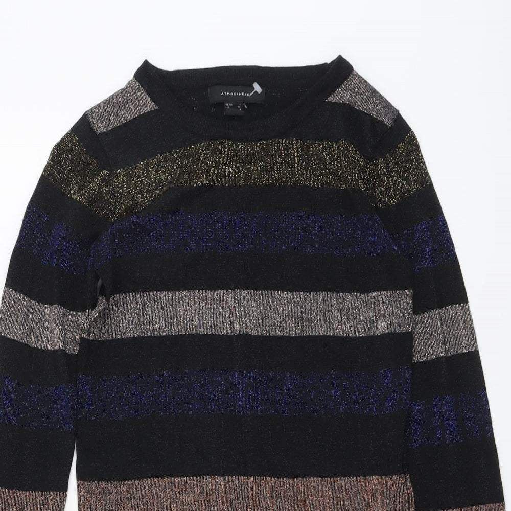 Atmosphere Womens Multicoloured Round Neck Striped Acrylic Pullover Jumper Size 8