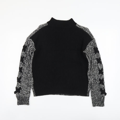 Papaya Womens Black Round Neck Acrylic Pullover Jumper Size S