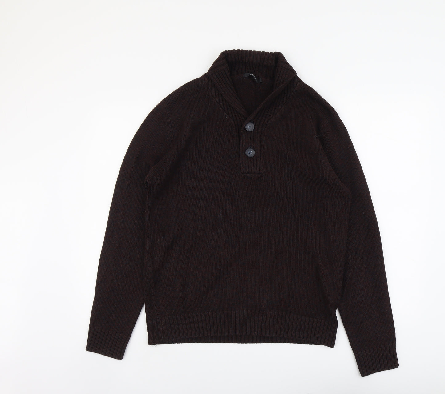 George Mens Red Collared Acrylic Pullover Jumper Size M Long Sleeve