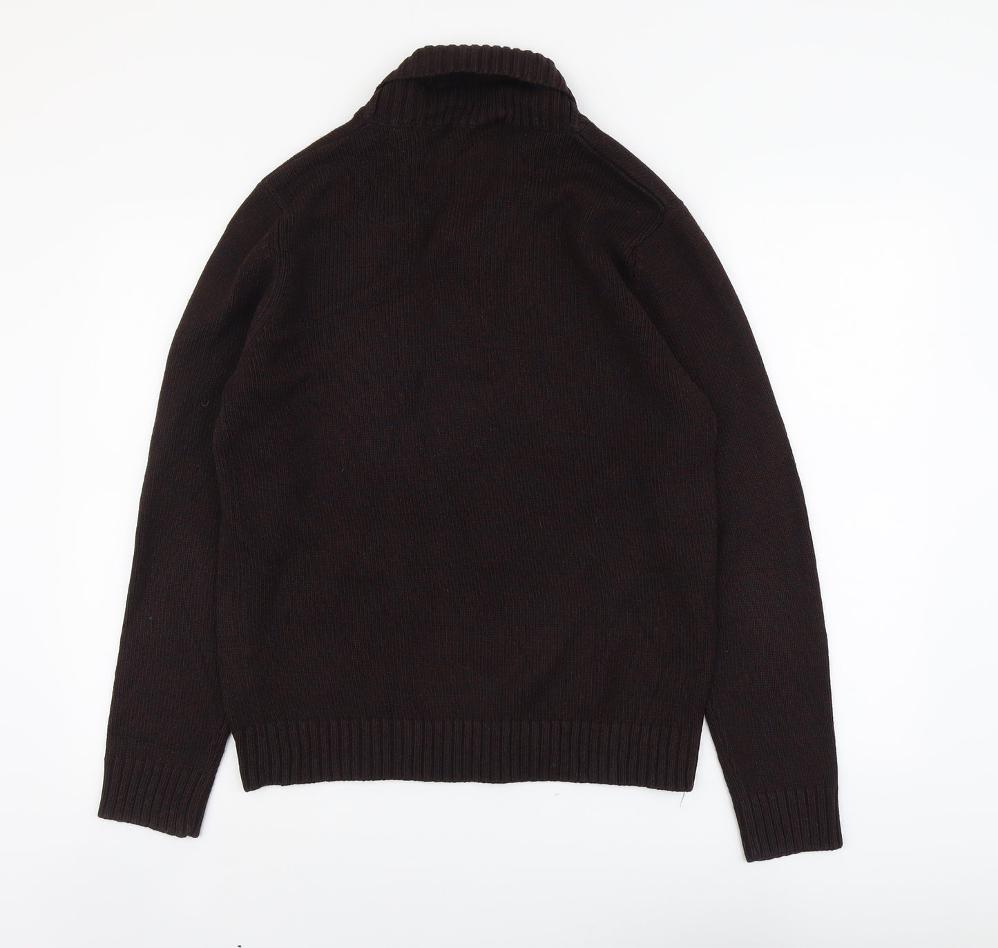 George Mens Red Collared Acrylic Pullover Jumper Size M Long Sleeve